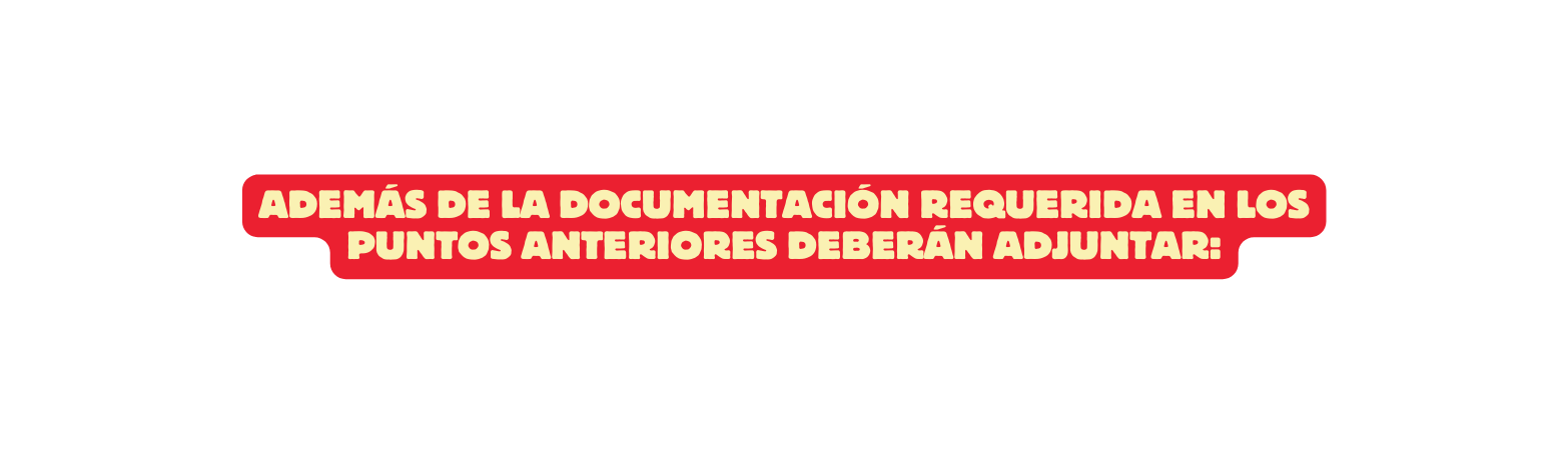 además de la documentación requerida en los puntos anteriores deberán adjuntar